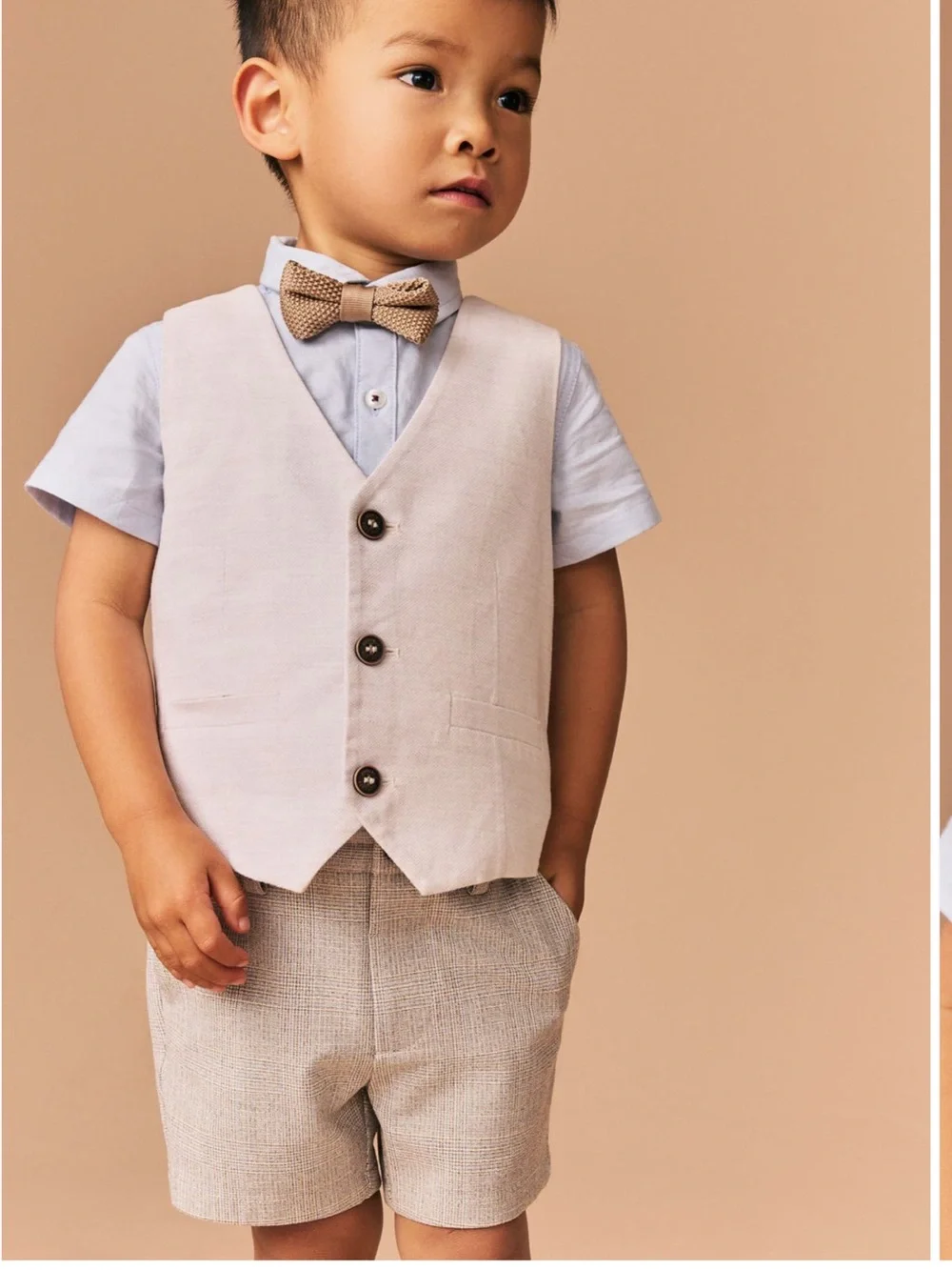 Next button up shirt with vest and shorts set